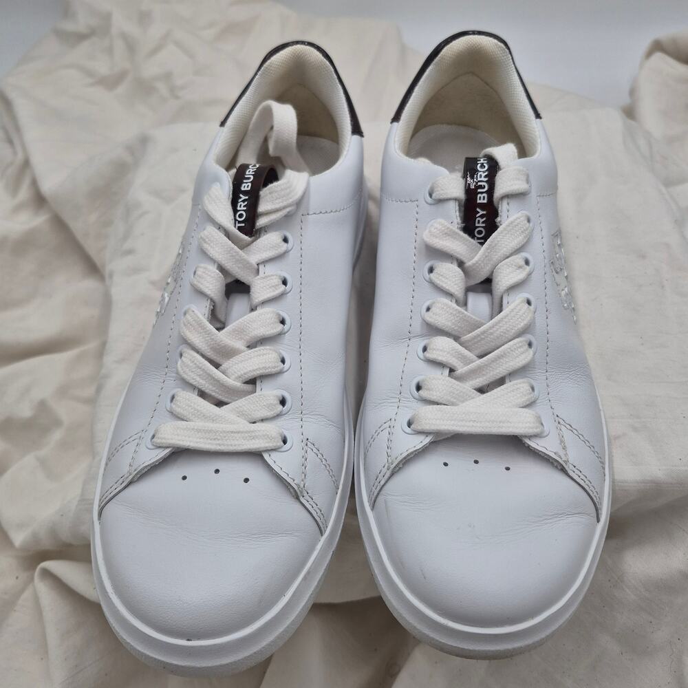 Tory Burch Howell Court sneakers white leather upper and heel trim Womens Size 6